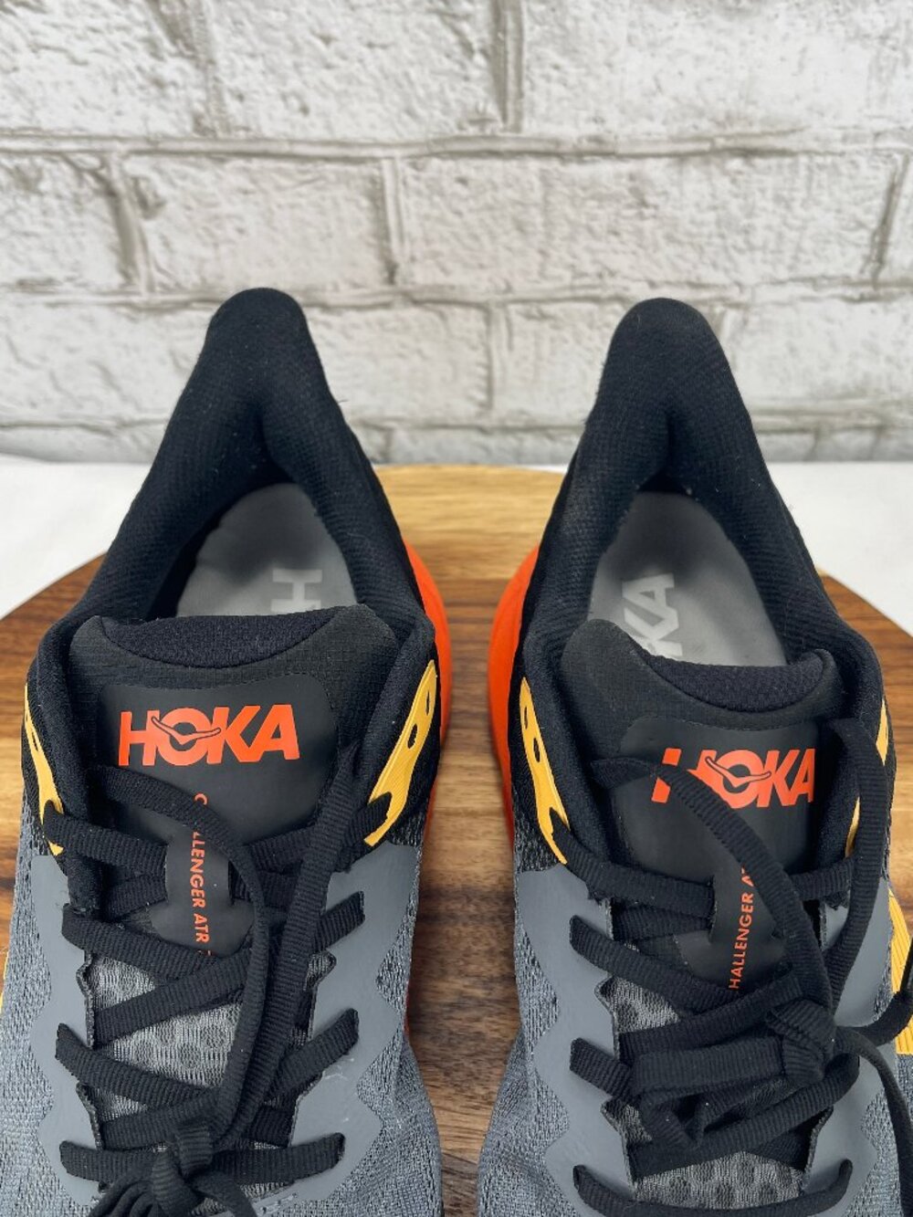 Hoka Men's Gray and Orange Athletic Running Shoes with Yellow Accents - Picture 14 of 16